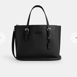 Coach Mollie 25 Black Leather Tote with Silver Accents